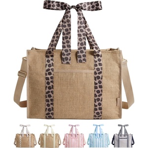 BAGSMART Custom DIY Beach Tote Bag for Women w/Markers, Personalized Gift | Large Beach Tote, Secure Top Zipper, Waterproof Coated, Heavy Duty Carryall, All-in-One DIY Kit, Hands-Free Crossbody,(Khaki Brown Leopard Print)
