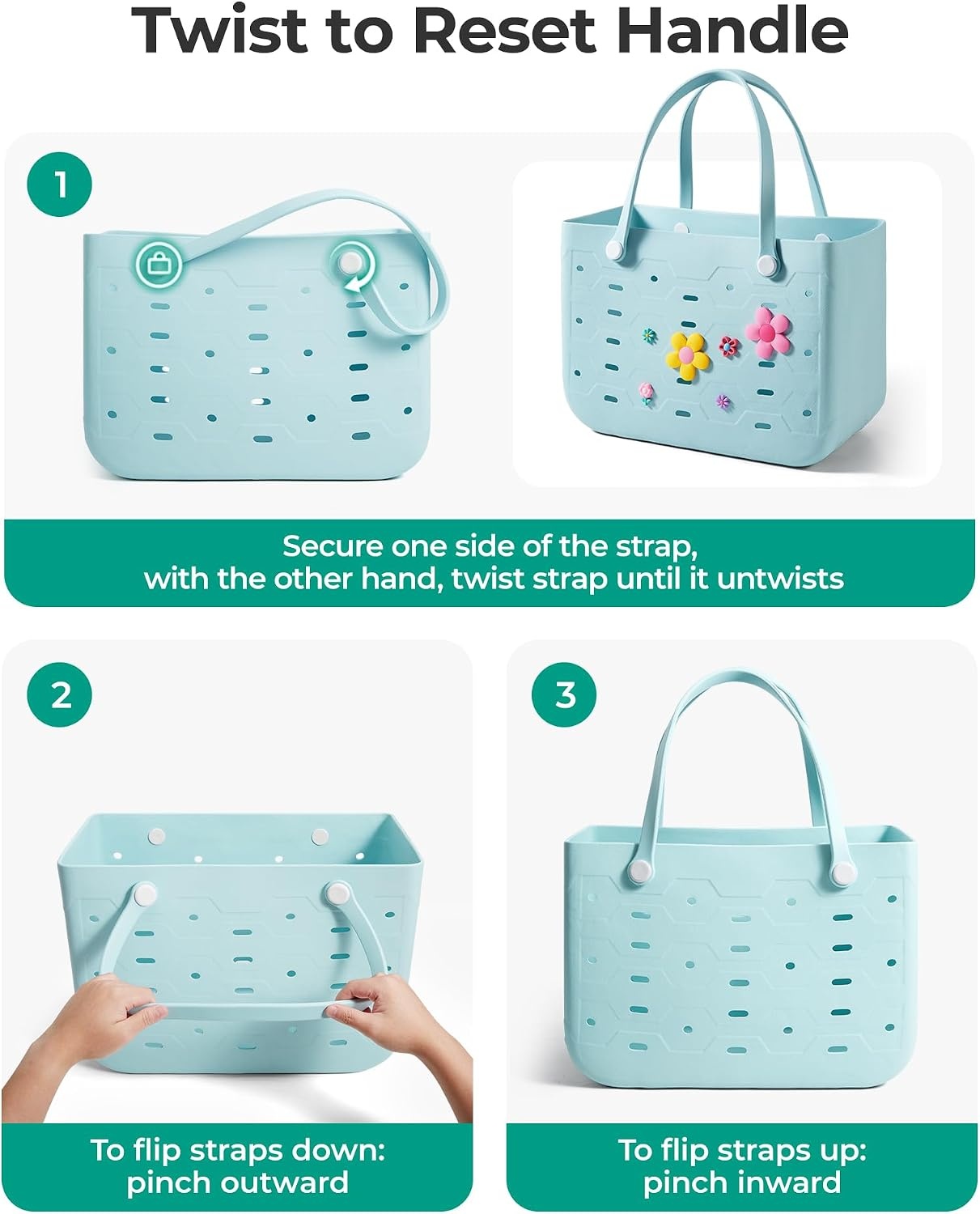 image:imageBAGSMART Beach Bag for Women Waterresistant Rubber Tote Bag Sandproof Vacation Essentials for Summer Swim Cruise PoolAbaby Pink