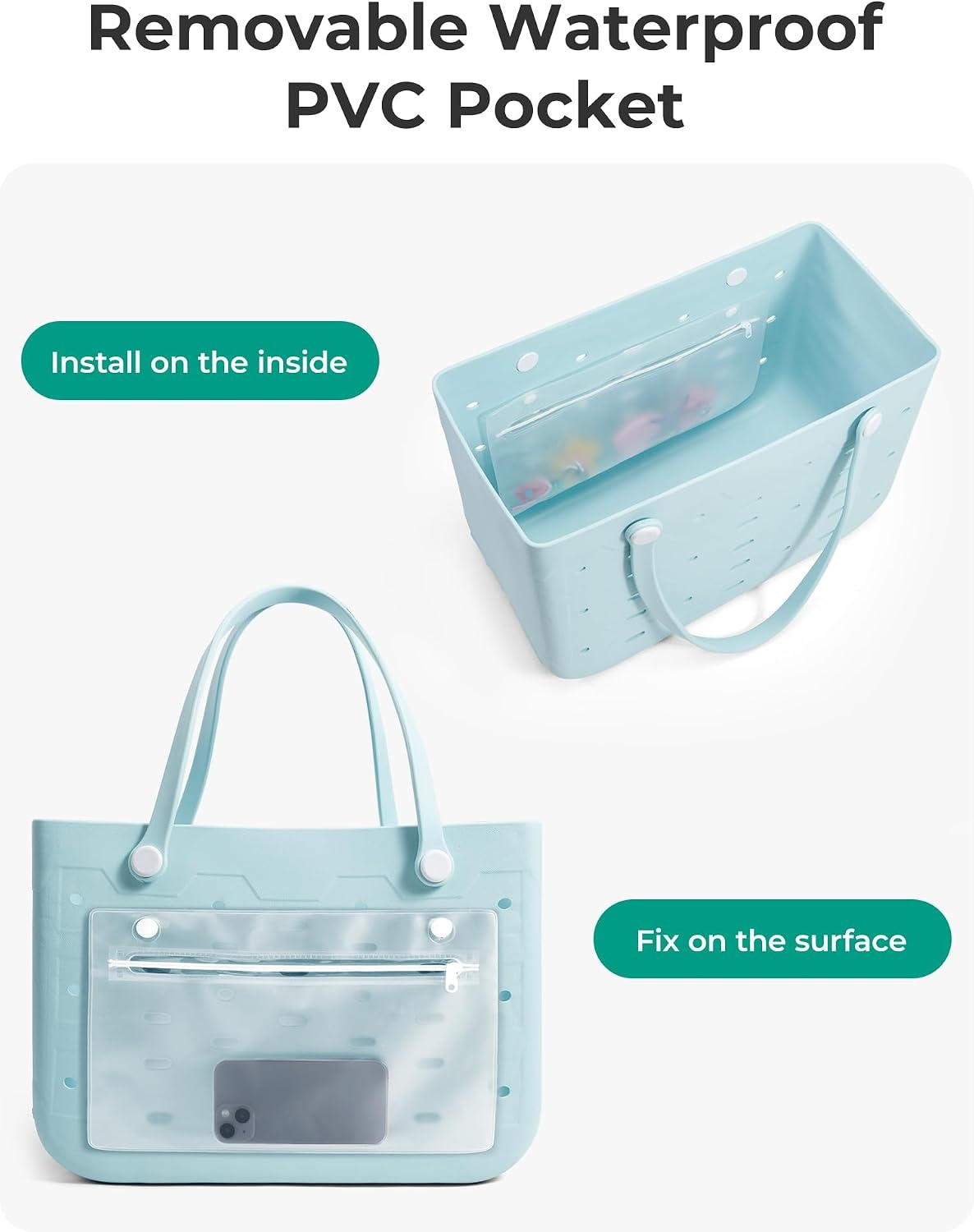 image:imageBAGSMART Beach Bag for Women Waterresistant Rubber Tote Bag Sandproof Vacation Essentials for Summer Swim Cruise PoolAbaby Pink