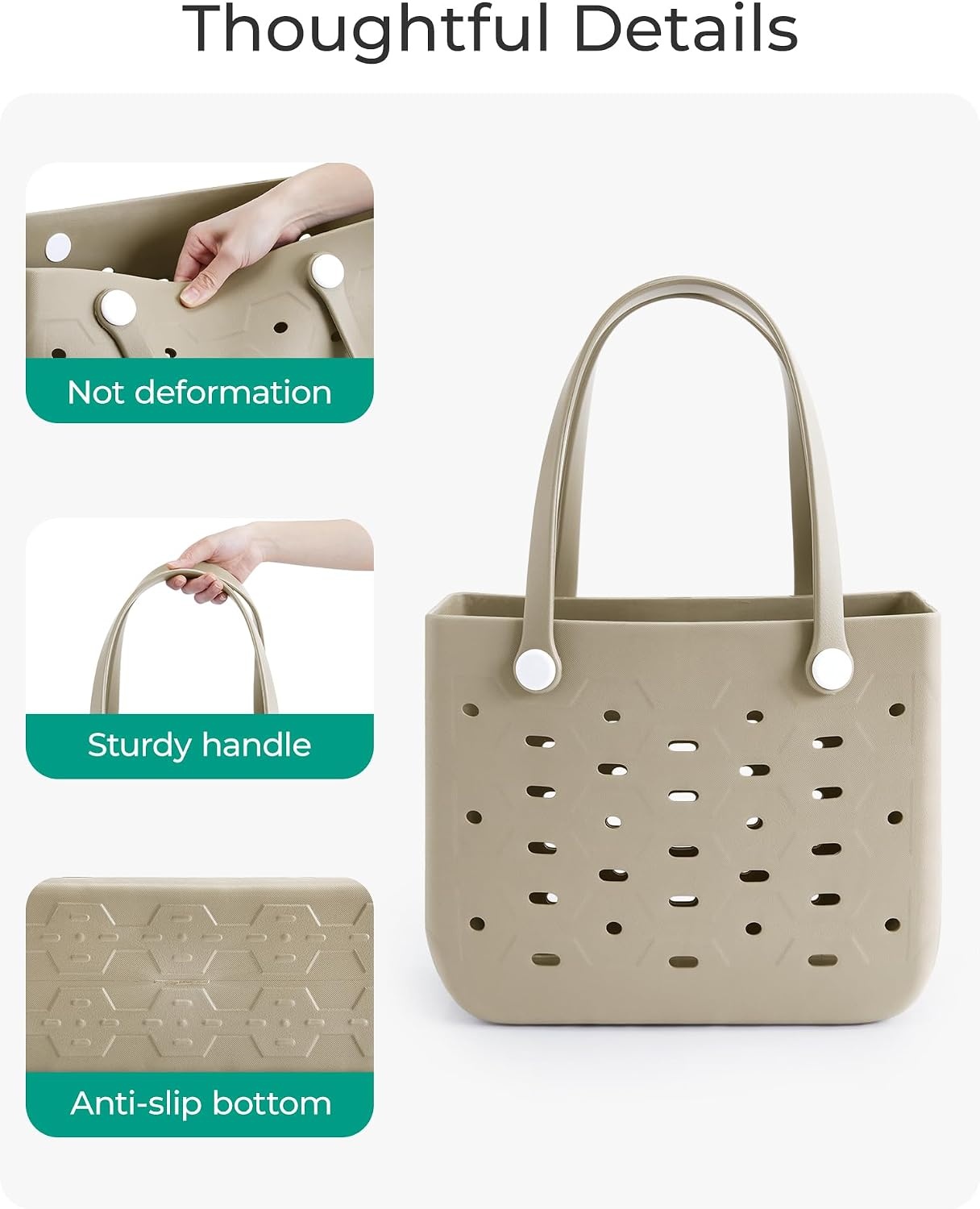 image:imageBAGSMART Beach Bag for Women Waterresistant Rubber Tote Bag Sandproof Vacation Essentials for Summer Swim Cruise PoolCoral