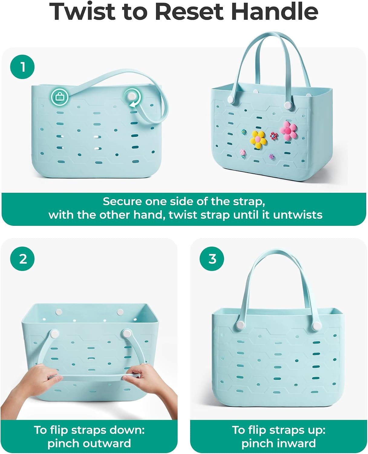 image:imageBAGSMART Beach Bag for Women Waterresistant Rubber Tote Bag Sandproof Vacation Essentials for Summer Swim Cruise PoolSky Blue