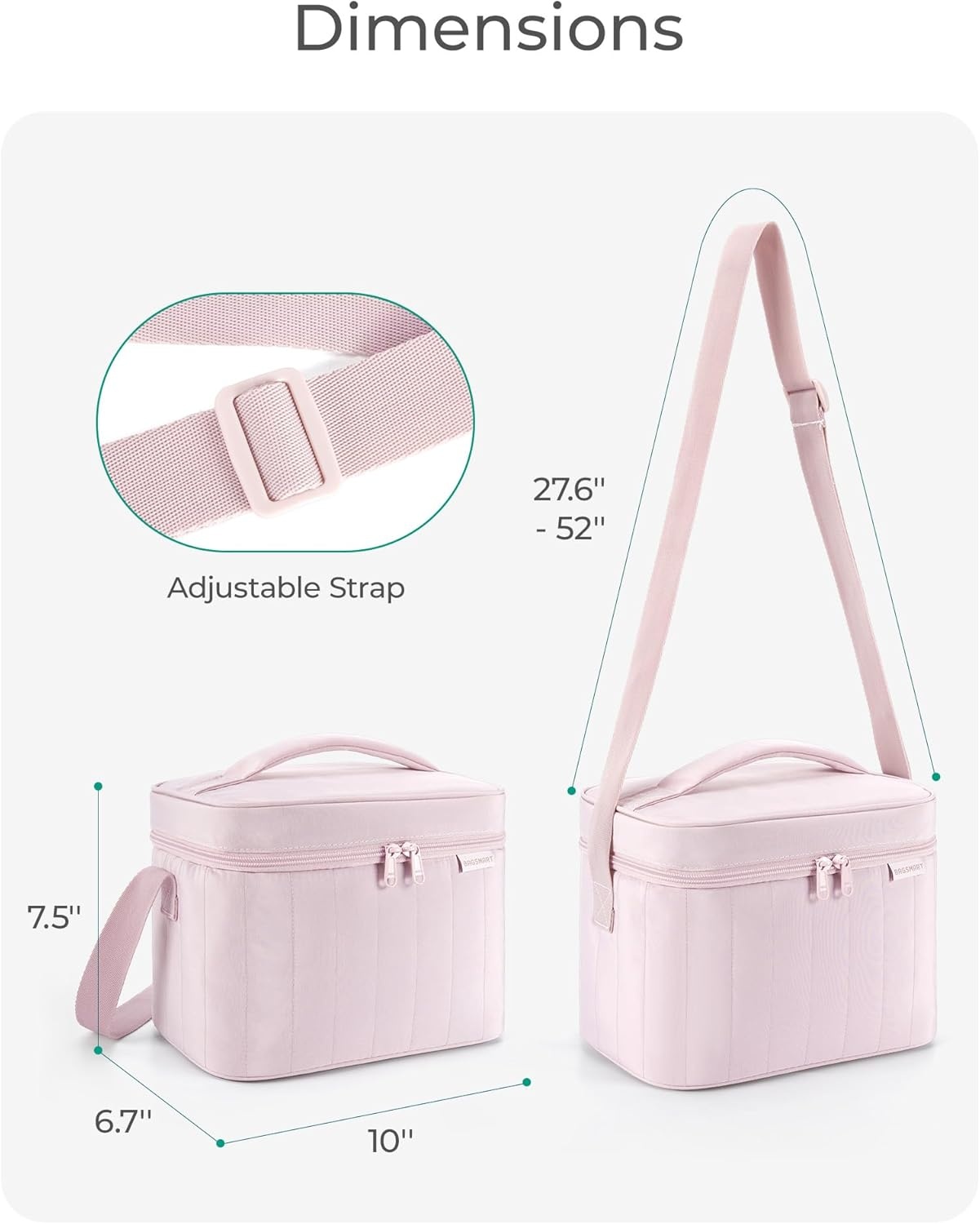 image:imageBAGSMART Lunch Box for Women Insulated Lunch Bag Leakproof Cute Adult Lightweight Quilted Reusable Cooler for Office Work Picnic Travel Lunch Tote with Adjustable Shoulder Strap Green CheckeredDusky pink