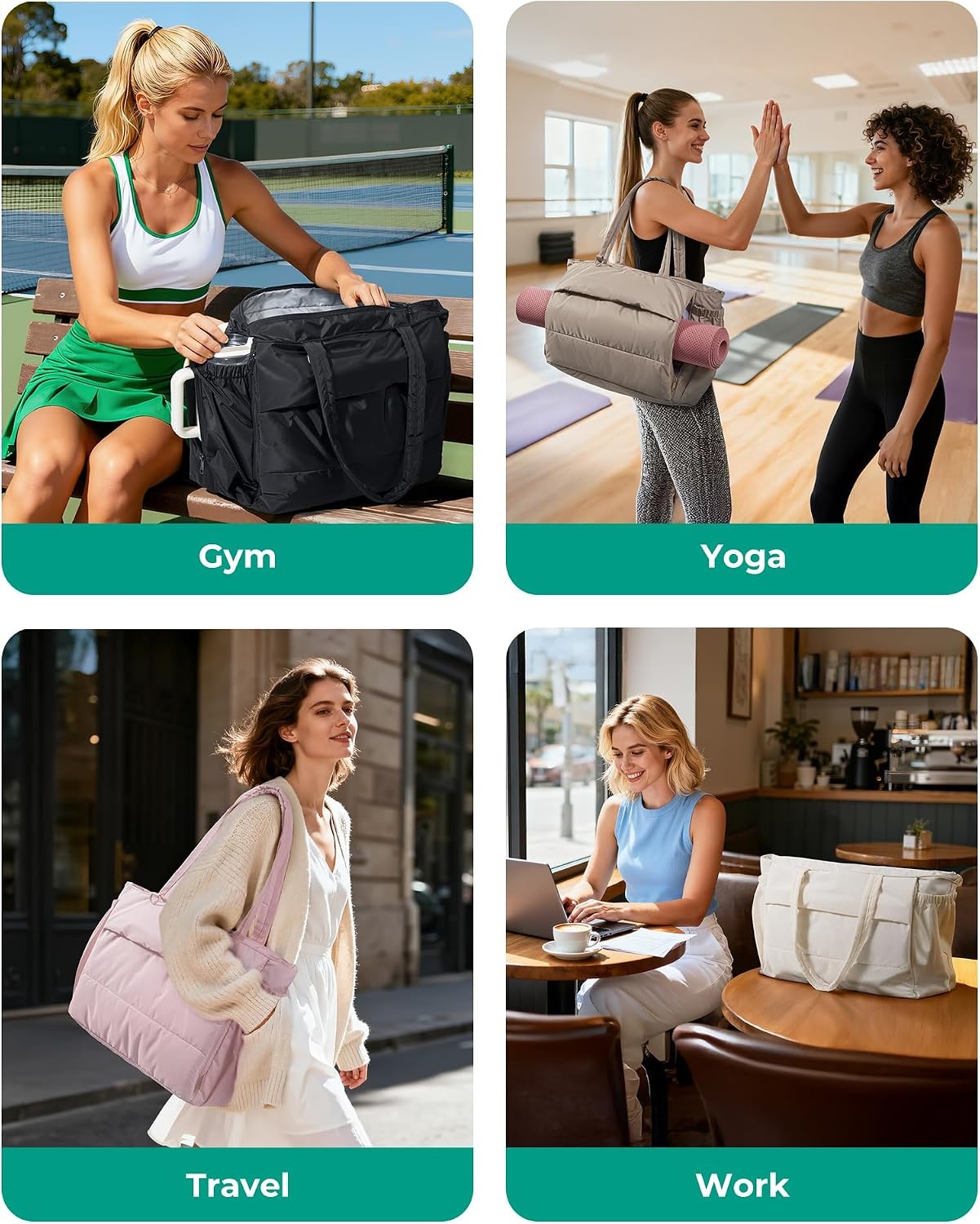 image:imageBAGSMART Yoga Pilates Tote Bag for Women with Knotted Handle Gym Bag 23L lightweight amp waterproof shoulder sling bag gym bag with yoga mat holder for 156 Laptop ideal for work travelClassic