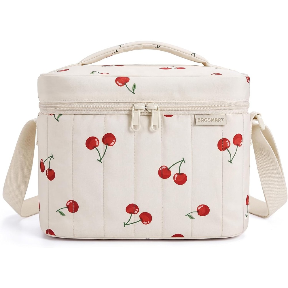 image:imageBAGSMART Lunch Box for Women Insulated Lunch Bag Leakproof Cute Adult Lightweight Quilted Reusable Cooler for Office Work Picnic Travel Lunch Tote with Adjustable Shoulder Strap Green CheckeredCherry