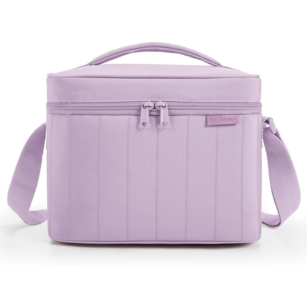 image:imageBAGSMART Lunch Box for Women Insulated Lunch Bag Leakproof Cute Adult Lightweight Quilted Reusable Cooler for Office Work Picnic Travel Lunch Tote with Adjustable Shoulder Strap Green CheckeredLavender Purple