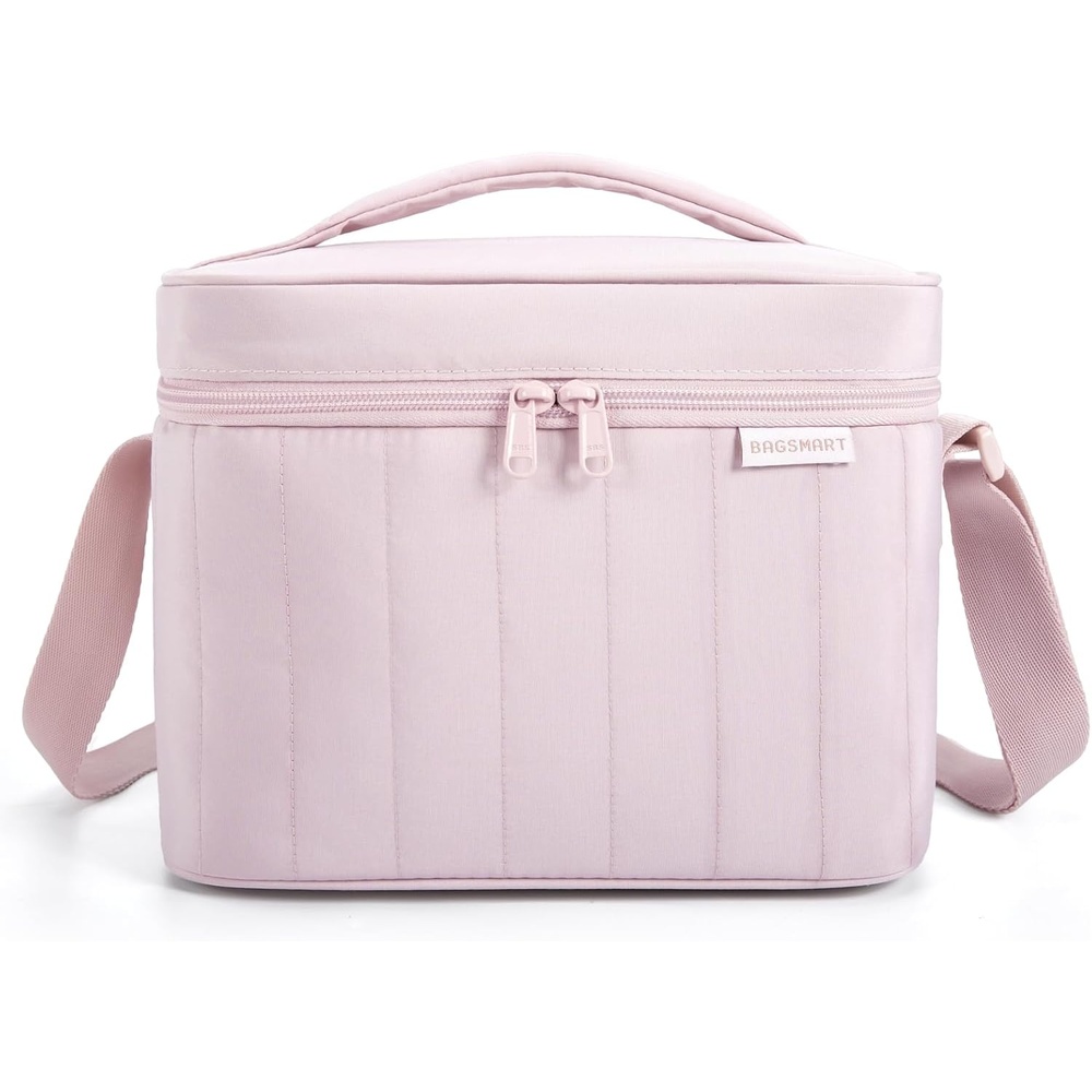 image:imageBAGSMART Lunch Box for Women Insulated Lunch Bag Leakproof Cute Adult Lightweight Quilted Reusable Cooler for Office Work Picnic Travel Lunch Tote with Adjustable Shoulder Strap Green CheckeredPink