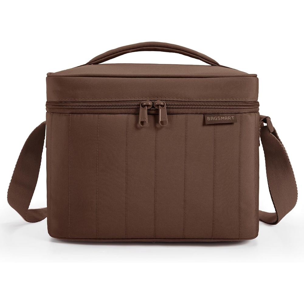 image:imageBAGSMART Lunch Box for Women Insulated Lunch Bag Leakproof Cute Adult Lightweight Quilted Reusable Cooler for Office Work Picnic Travel Lunch Tote with Adjustable Shoulder Strap Green CheckeredCoffee Brown