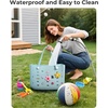 BAGSMART Beach Bag for Women, Water-resistant Rubber Tote Bag, Sandproof Vacation Essentials for Summer Swim Cruise Pool(A-khaki)