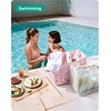 BAGSMART Beach Bag for Women, Water-resistant Rubber Tote Bag, Sandproof Vacation Essentials for Summer Swim Cruise Pool(Rosy Pink)