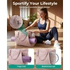 BAGSMART Yoga Pilates Tote Bag for Women with Knotted Handle, Gym Bag | 23L lightweight & waterproof shoulder sling bag, gym bag with yoga mat holder, for 15.6” Laptop, ideal for work travel(Olive Green)