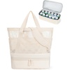 BAGSMART Beach Bag for Women, Mesh Tote Bags with Zipper, Sandproof Vacation Essentials with Cooler for Swim Cruise Pool(Beige-16.5’’l*7.9”w*19.3”h)