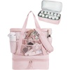BAGSMART Beach Bag for Women, Mesh Tote Bags with Zipper, Sandproof Vacation Essentials with Cooler for Swim Cruise Pool(Pink)
