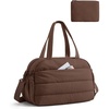 BAGSMART Gym Bag for Women, Lightweight Personal Item Travel Bag, Puffer Duffle Bag 2-PC Travel Bag, Quilted Carry On Weekender Overnight Bag, Puffy Duffel Bag for Travel, Water Resistant(Brown)(Coffee Brown)