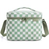 BAGSMART Lunch Box for Women, Insulated Lunch Bag Leakproof, Cute Adult Lightweight Quilted Reusable Cooler for Office Work Picnic Travel, Lunch Tote with Adjustable Shoulder Strap, Green Checkered(Green Checkered)