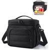 BAGSMART Puffy Insulated Lunch Bag, Lightweight Large 14L Double Deck Lunch Box for Women, Soft Cooler Tote for Office Work Travel Camping with Stretch Side Pockets Fits 40 oz Bottle, Pink(Black)