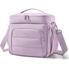 BAGSMART Puffy Insulated Lunch Bag, Lightweight Large 14L Double Deck Lunch Box for Women, Soft Cooler Tote for Office Work Travel Camping with Stretch Side Pockets Fits 40 oz Bottle, Pink(Lavender Purple)