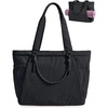 BAGSMART Yoga Pilates Tote Bag for Women with Knotted Handle, Gym Bag | 23L lightweight & waterproof shoulder sling bag, gym bag with yoga mat holder, for 15.6” Laptop, ideal for work travel(Black)