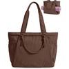 BAGSMART Yoga Pilates Tote Bag for Women with Knotted Handle, Gym Bag | 23L lightweight & waterproof shoulder sling bag, gym bag with yoga mat holder, for 15.6” Laptop, ideal for work travel(Coffee Brown)