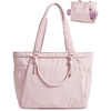 BAGSMART Yoga Pilates Tote Bag for Women with Knotted Handle, Gym Bag | 23L lightweight & waterproof shoulder sling bag, gym bag with yoga mat holder, for 15.6” Laptop, ideal for work travel(Baby Pink)