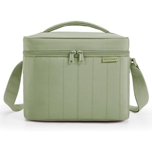BAGSMART Lunch Box for Women, Insulated Lunch Bag Leakproof, Cute Adult Lightweight Quilted Reusable Cooler for Office Work Picnic Travel, Lunch Tote with Adjustable Shoulder Strap, Green Checkered(Sage Green)