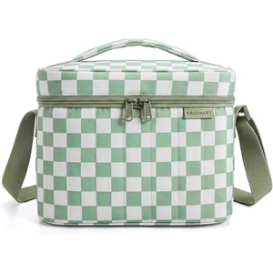 BAGSMART Lunch Box for Women, Insulated Lunch Bag Leakproof, Cute Adult Lightweight Quilted Reusable Cooler for Office Work Picnic Travel, Lunch Tote with Adjustable Shoulder Strap, Green Checkered(Green Checkered)