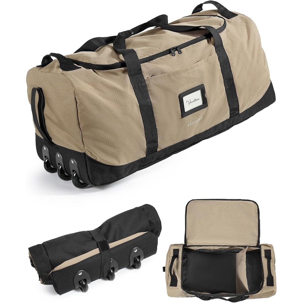 image:imageBAGSMART 83L Foldable Travel Bag Large Duffle Bag for Travel Weekender Duffel Luggage Bag for Sport College Camping Water Resistant BrownBrown