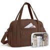 BAGSMART Expandable Personal Item Travel Bag, Lightweight Gym Bag for Women, 24L Weekender Travel Duffle with Toiletry Bag, Carry on Overnight Duffel, Chocolate(Chocolate)