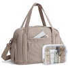 BAGSMART Expandable Personal Item Travel Bag, Lightweight Gym Bag for Women, 24L Weekender Travel Duffle with Toiletry Bag, Carry on Overnight Duffel, Chocolate(Camel)