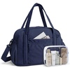 BAGSMART Expandable Personal Item Travel Bag, Lightweight Gym Bag for Women, 24L Weekender Travel Duffle with Toiletry Bag, Carry on Overnight Duffel, Chocolate(Navy Blue)