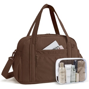 BAGSMART Expandable Personal Item Travel Bag, Lightweight Gym Bag for Women, 24L Weekender Travel Duffle with Toiletry Bag, Carry on Overnight Duffel, Chocolate(Chocolate)