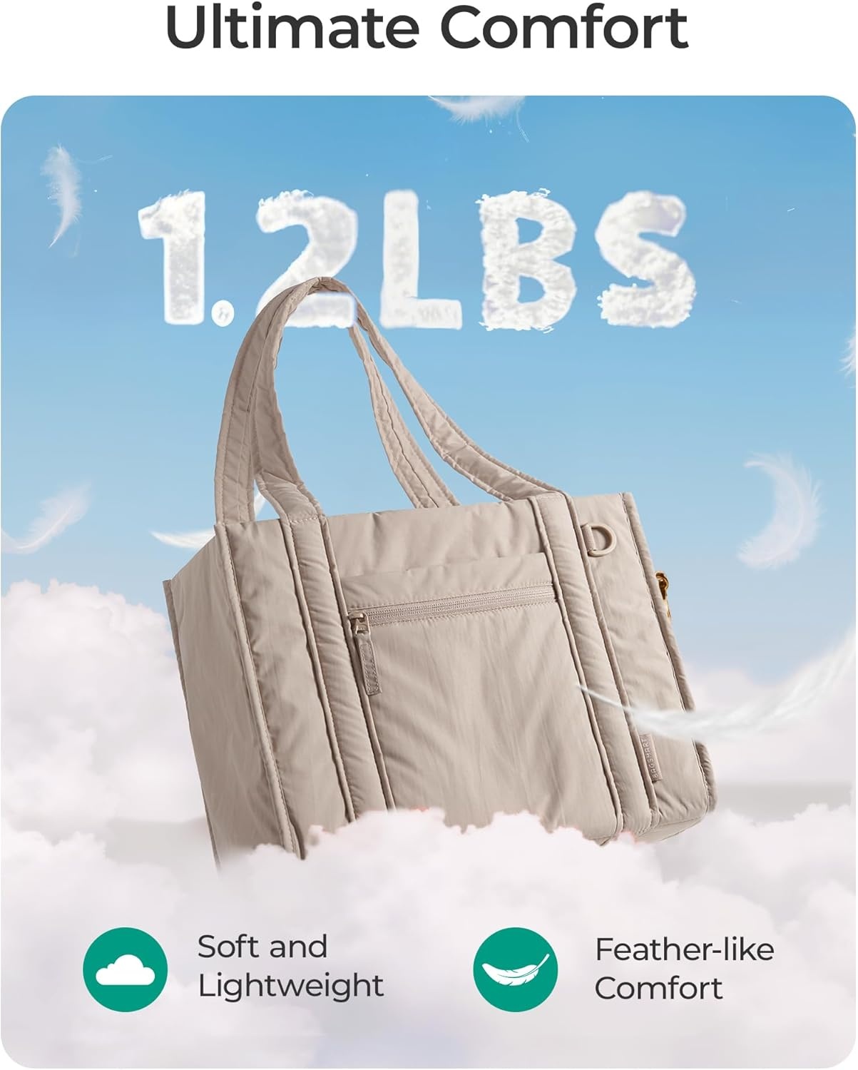 image:imageBAGSMART Boxy Tote Bag for Women Crossbody Bag with Zipper Crush Bow Purses for Travel Work CollegeBlack