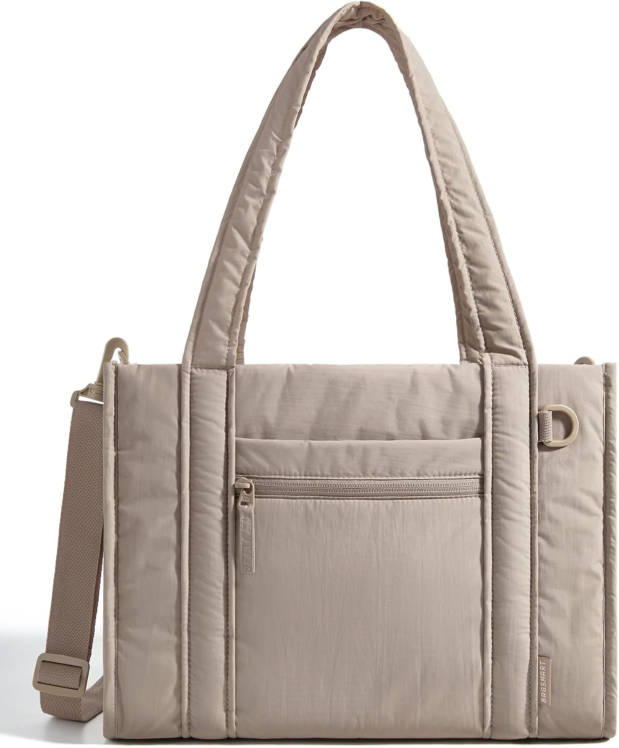 image:imageBAGSMART Boxy Tote Bag for Women Crossbody Bag with Zipper Crush Bow Purses for Travel Work CollegeCamel