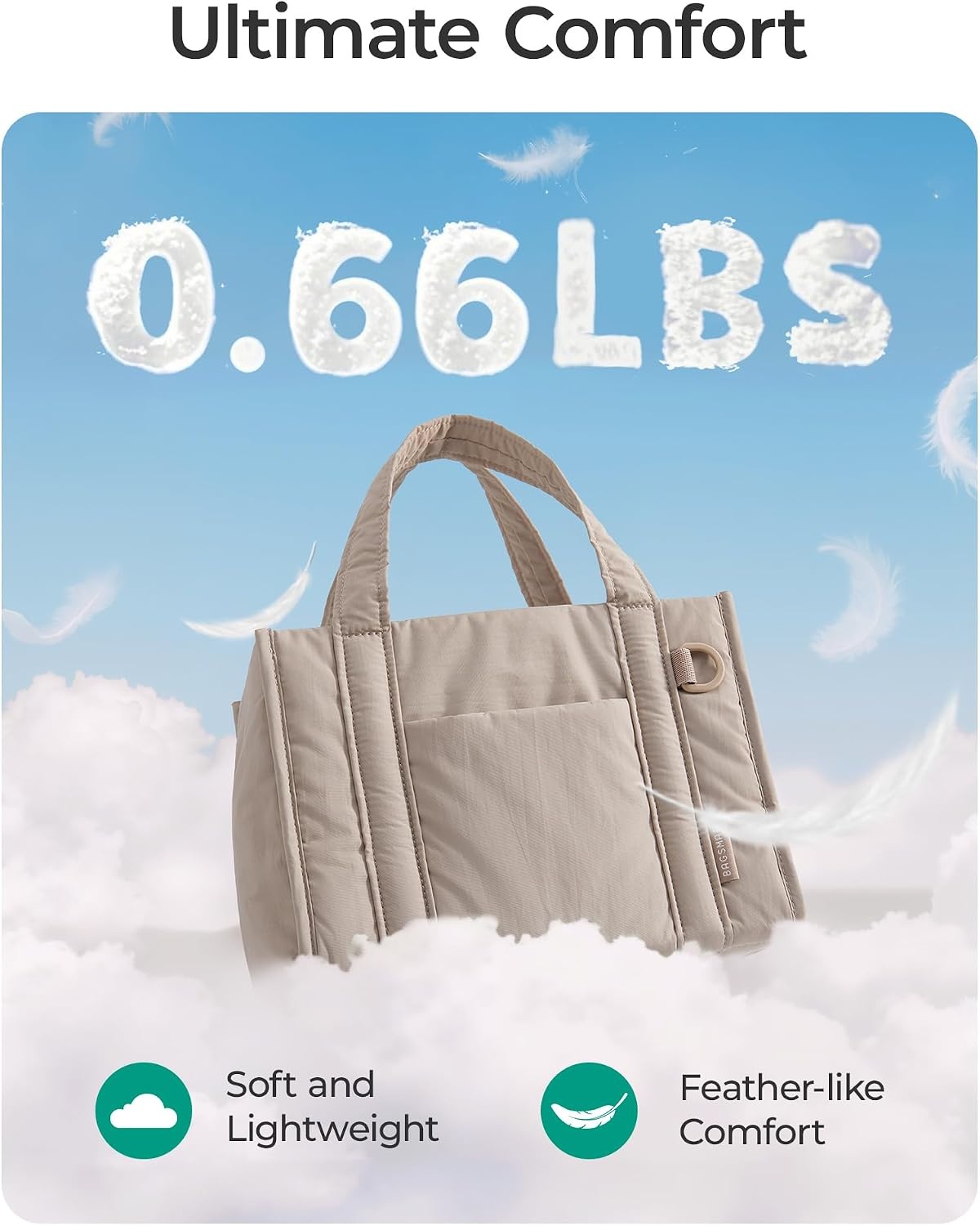 image:imageBAGSMART Boxy Tote Bag for Women Crossbody Bag with Zipper Crush Bow Purses for Travel Work CollegeClassic