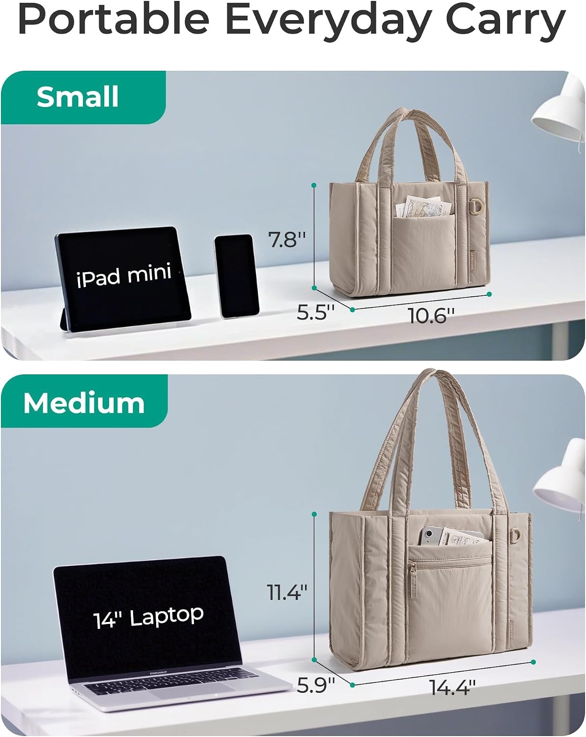 image:imageBAGSMART Boxy Tote Bag for Women Crossbody Bag with Zipper Crush Bow Purses for Travel Work CollegeWhite
