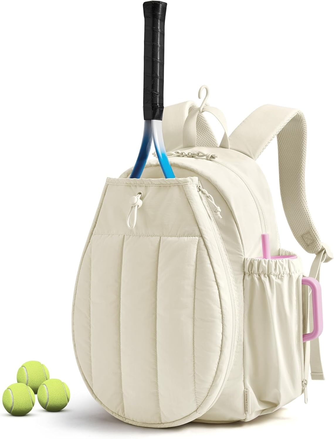 image:imageBAGSMART Tennis Gym Bag for Women 3in1 Sports Duffle Sling Backpack Fits 40oz Tumblers 156 Laptop amp Shoes Converts to a Gym Duffle Travel Sling or Court Backpack for 2 RacketsPaddlesGBeige