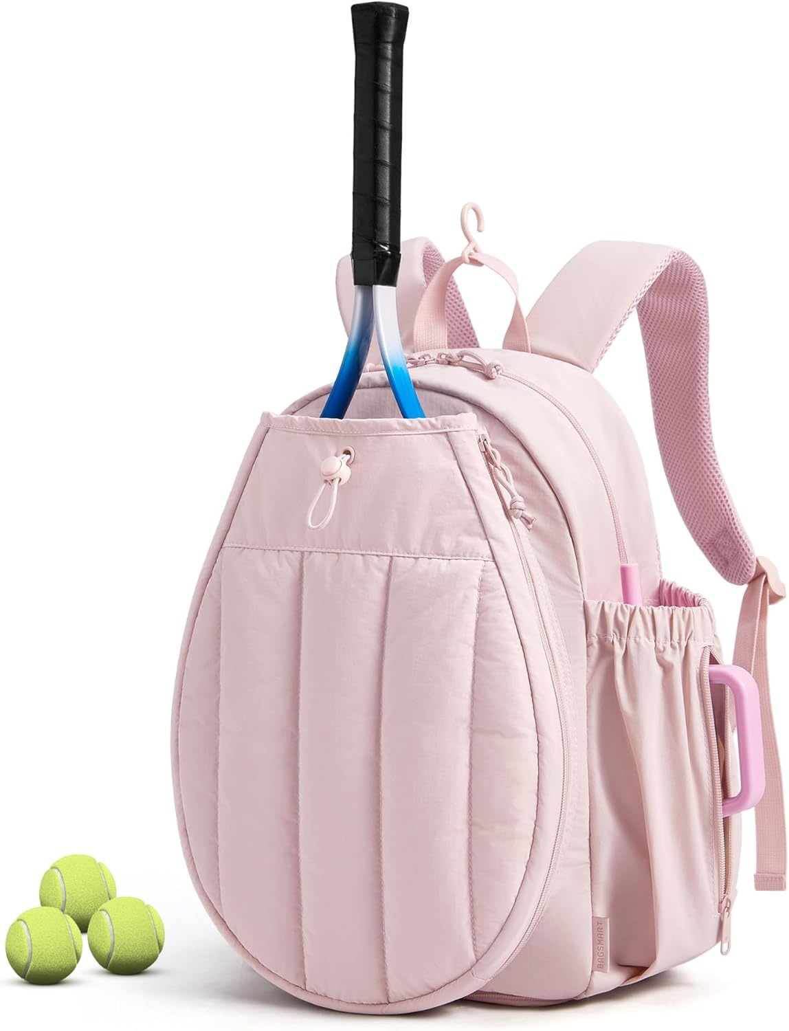 image:imageBAGSMART Tennis Gym Bag for Women 3in1 Sports Duffle Sling Backpack Fits 40oz Tumblers 156 Laptop amp Shoes Converts to a Gym Duffle Travel Sling or Court Backpack for 2 RacketsPaddlesFCandy Pink