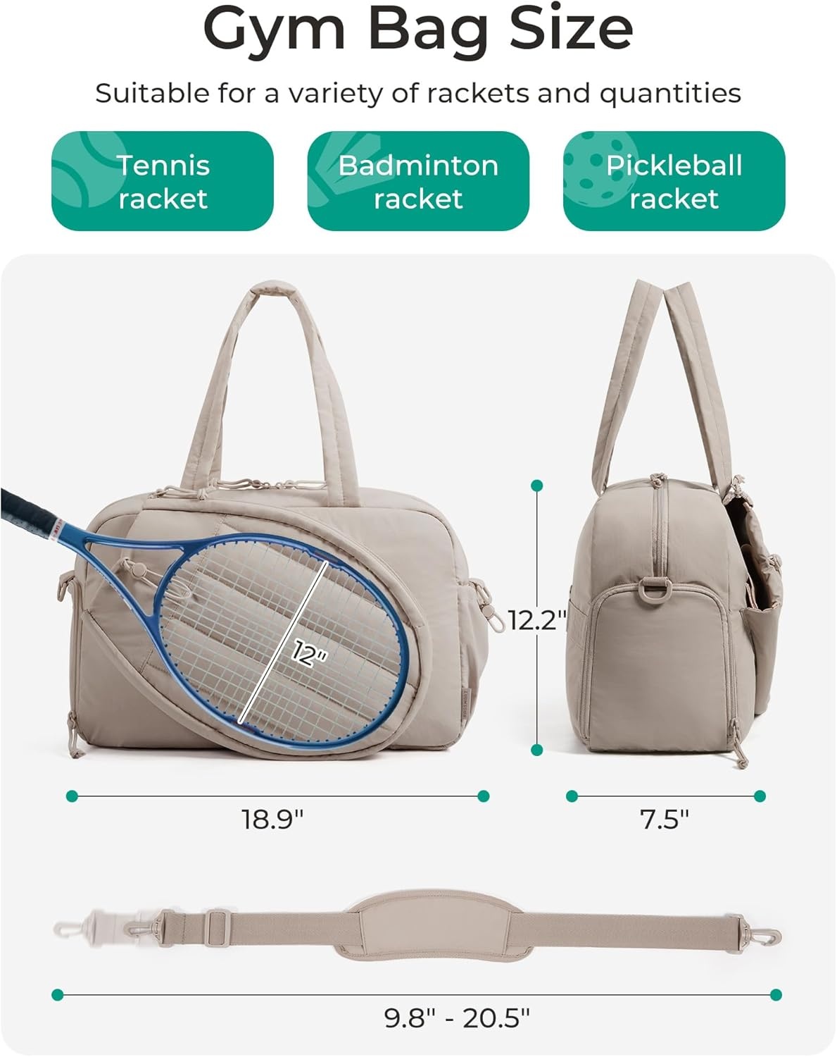 image:imageBAGSMART Tennis Gym Bag for Women 3in1 Sports Duffle Sling Backpack Fits 40oz Tumblers 156 Laptop amp Shoes Converts to a Gym Duffle Travel Sling or Court Backpack for 2 RacketsPaddlesABlack
