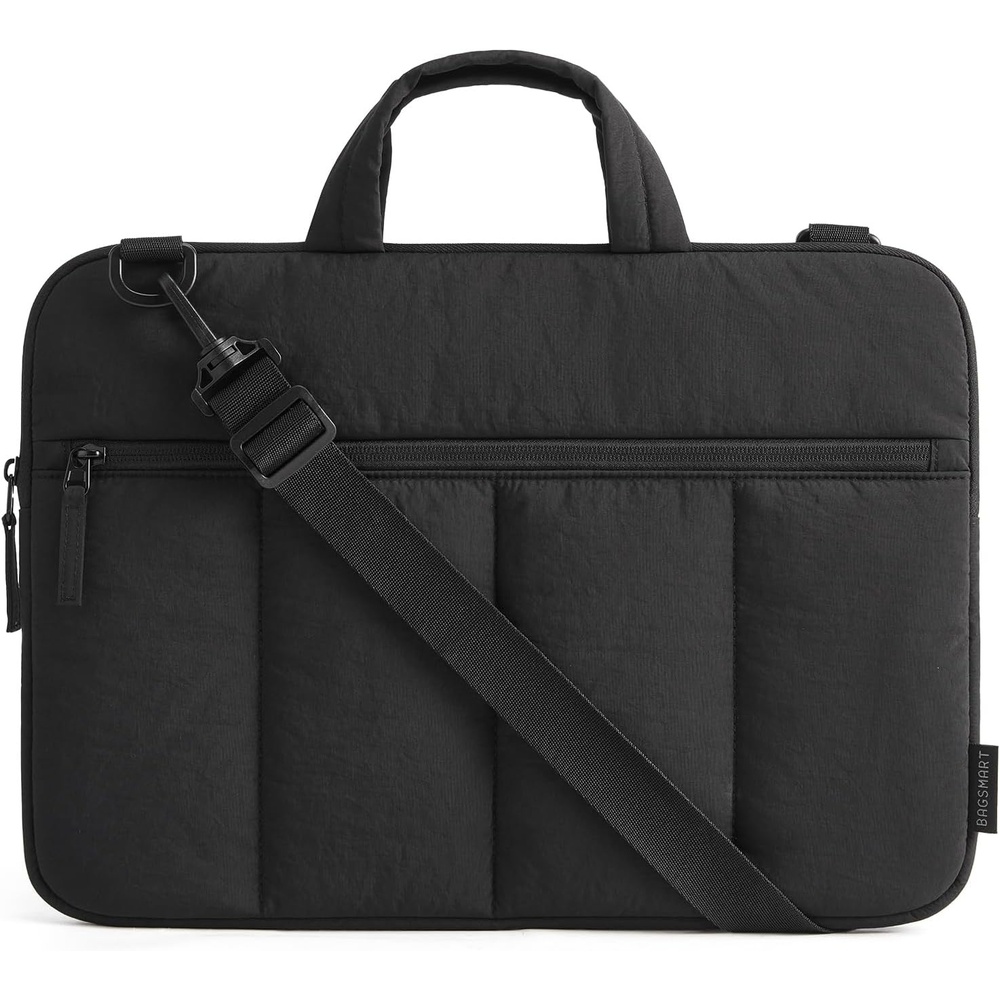 image:imageBAGSMART 156 Inch Laptop Sleeve with Handle and Accessory Pocket for Work Quilted Laptop Bag for Women with Shoulder Strap Compatible with M5 MacBook Pro 16 HP Dell Lenovo ASUS for CollegeBlack
