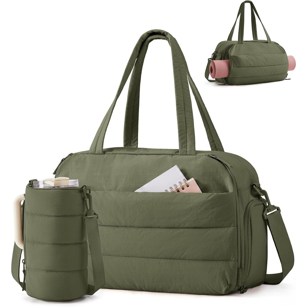 image:imageBAGSMART 2 Set Gym Bag for Women Yoga Bag with Water Bottle Holder Camel For yoga travel sports dance 25L pilates bag overnight duffle bagGreen