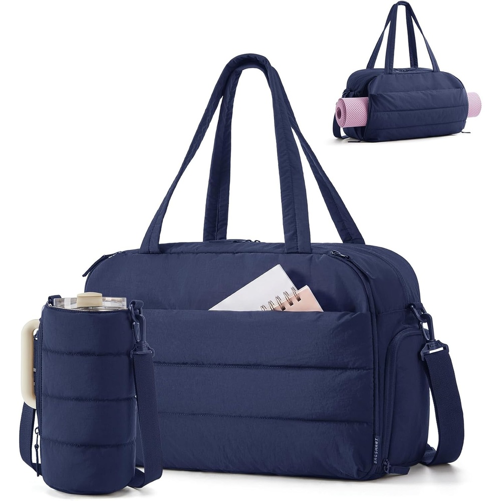 image:imageBAGSMART 2 Set Gym Bag for Women Yoga Bag with Water Bottle Holder Camel For yoga travel sports dance 25L pilates bag overnight duffle bagNavy