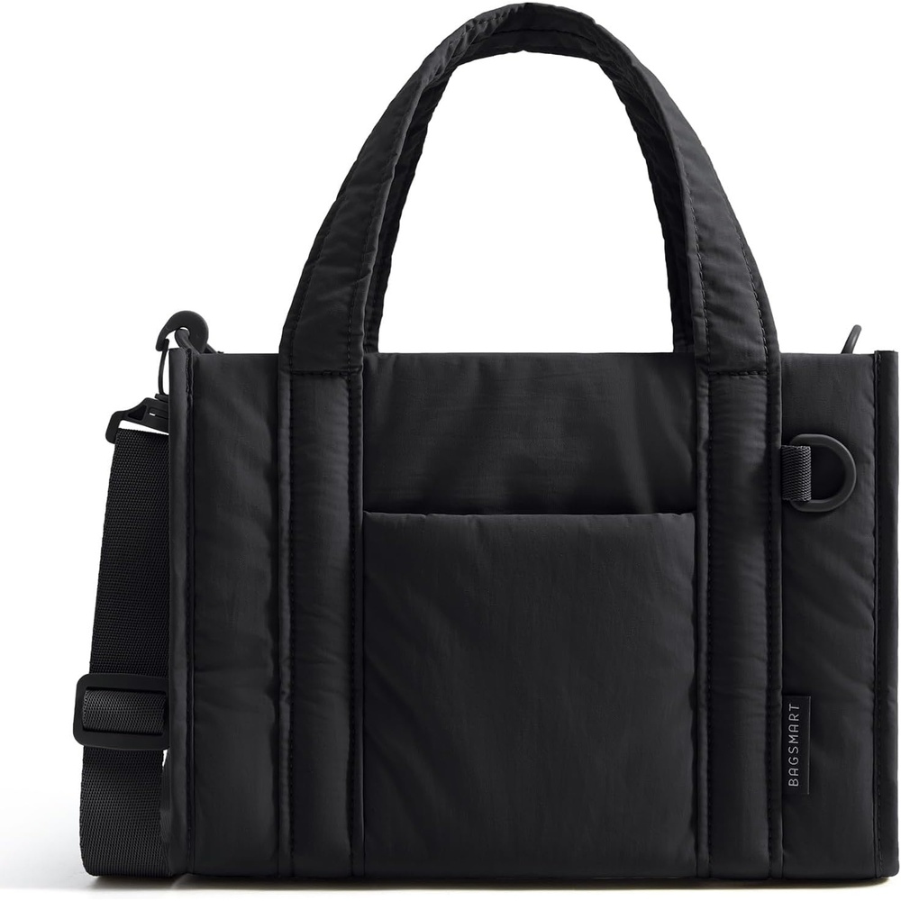 image:imageBAGSMART Boxy Tote Bag for Women Crossbody Bag with Zipper Crush Bow Purses for Travel Work CollegeClassic