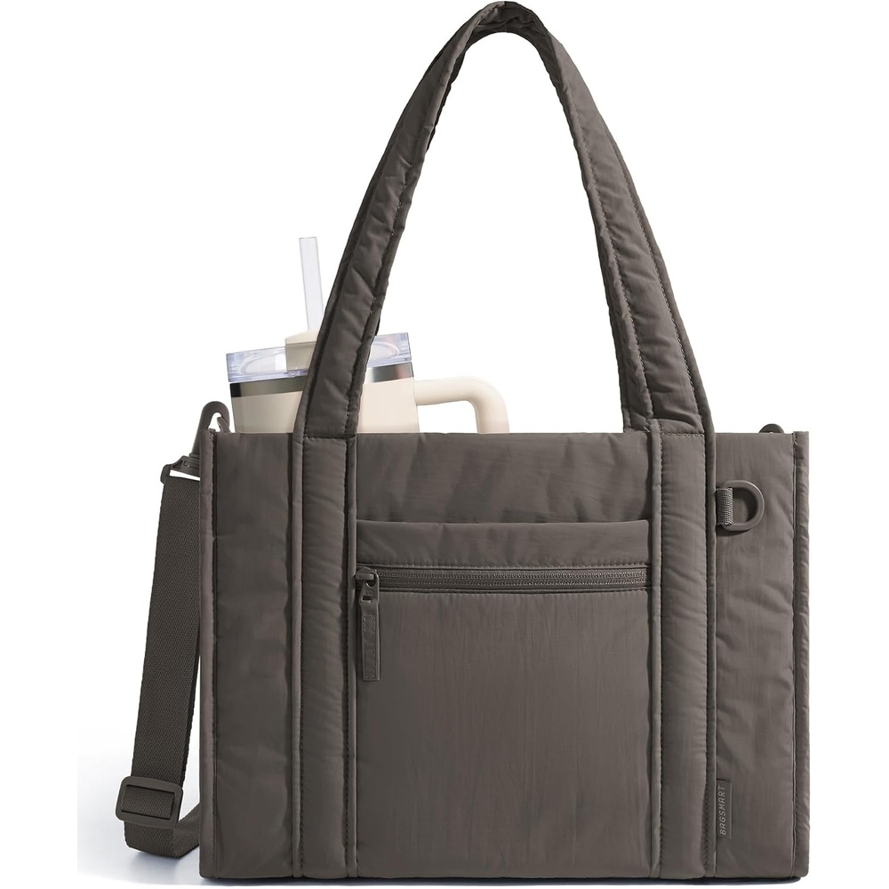 image:imageBAGSMART Boxy Tote Bag for Women Crossbody Bag with Zipper Crush Bow Purses for Travel Work CollegeDim Gray