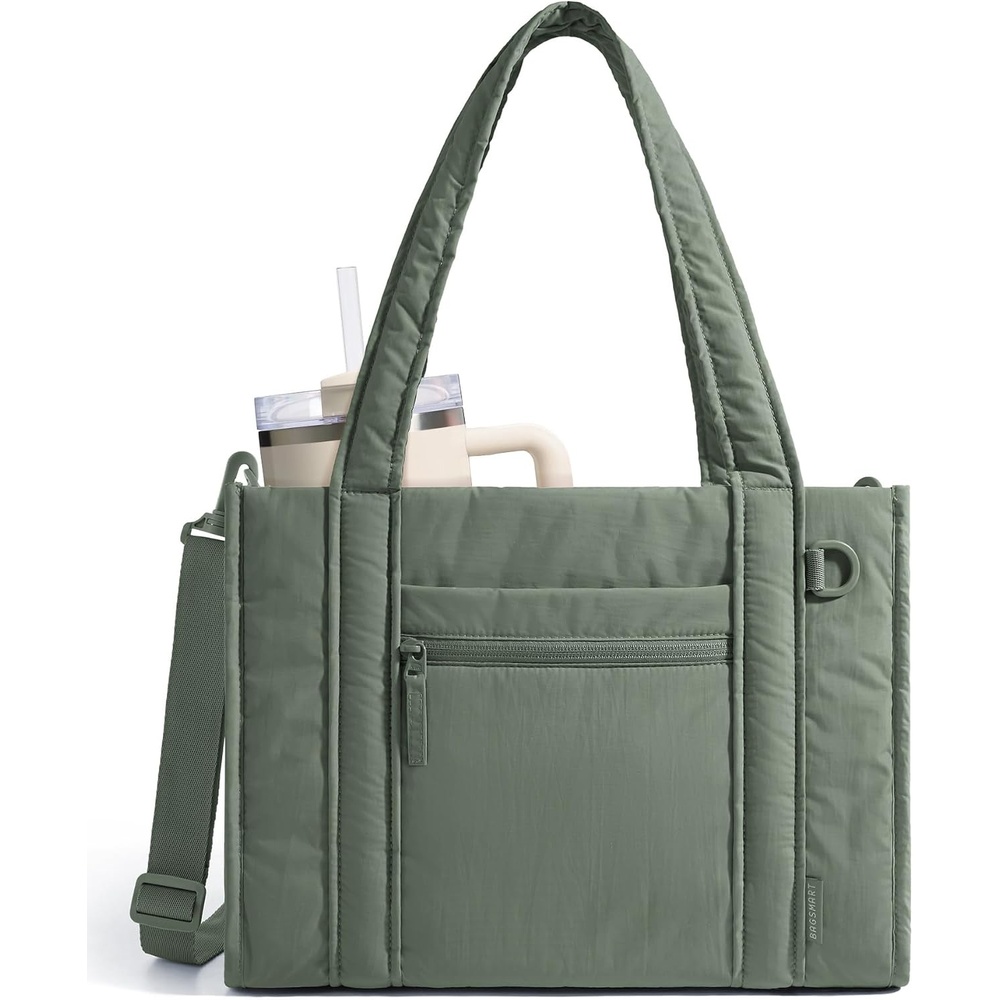 image:imageBAGSMART Boxy Tote Bag for Women Crossbody Bag with Zipper Crush Bow Purses for Travel Work CollegeSage