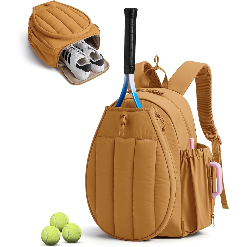 image:imageBAGSMART Tennis Gym Bag for Women 3in1 Sports Duffle Sling Backpack Fits 40oz Tumblers 156 Laptop amp Shoes Converts to a Gym Duffle Travel Sling or Court Backpack for 2 RacketsPaddlesXOxidized Gold
