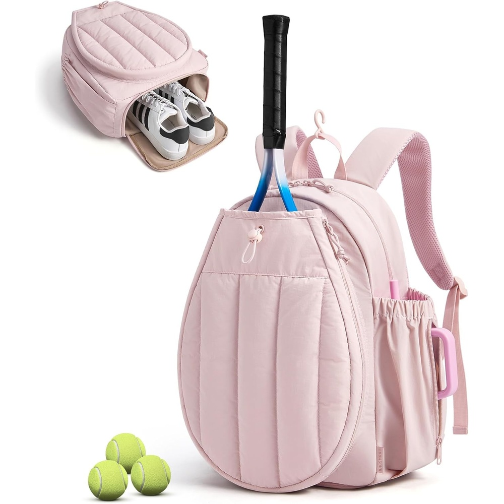 image:imageBAGSMART Tennis Gym Bag for Women 3in1 Sports Duffle Sling Backpack Fits 40oz Tumblers 156 Laptop amp Shoes Converts to a Gym Duffle Travel Sling or Court Backpack for 2 RacketsPaddlesFCandy Pink