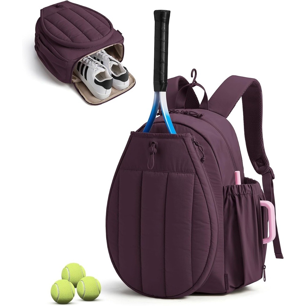 image:imageBAGSMART Tennis Gym Bag for Women 3in1 Sports Duffle Sling Backpack Fits 40oz Tumblers 156 Laptop amp Shoes Converts to a Gym Duffle Travel Sling or Court Backpack for 2 RacketsPaddlesPBlackberry Purple