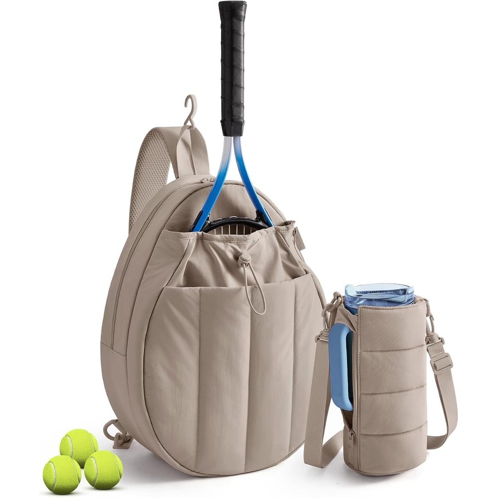 image:imageBAGSMART Tennis Gym Bag for Women 3in1 Sports Duffle Sling Backpack Fits 40oz Tumblers 156 Laptop amp Shoes Converts to a Gym Duffle Travel Sling or Court Backpack for 2 RacketsPaddlesTSand Brown