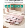 BAGSMART 15.6 Inch Laptop Sleeve with Handle and Accessory Pocket for Work | Quilted Laptop Bag for Women with Shoulder Strap, Compatible with M5 MacBook Pro 16, HP, Dell, Lenovo, ASUS for College(Baby Pink)