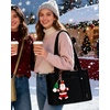 BAGSMART Boxy Tote Bag for Women, Crossbody Bag with Zipper, Crush Bow Purses for Travel Work College(Black)