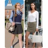 BAGSMART Boxy Tote Bag for Women, Crossbody Bag with Zipper, Crush Bow Purses for Travel Work College(Khaki)
